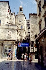 Street with Attila opera banner
